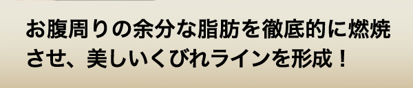 お腹周りの余分な脂肪を徹底的に燃焼させ、美しいくびれラインを形成！